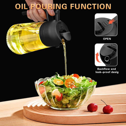 CORENS 2-in-1 Oil Dispenser & Sprayer for Kitchen – Black